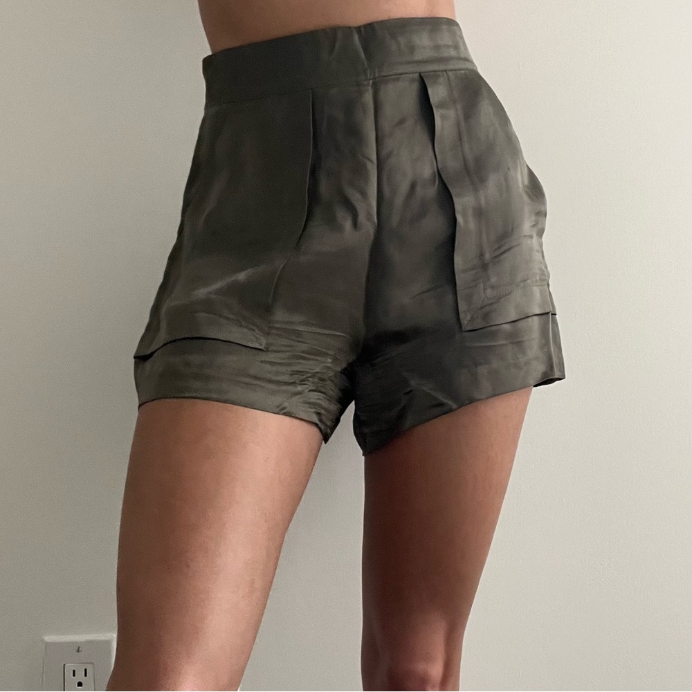 Bebe Green Satin Shorts